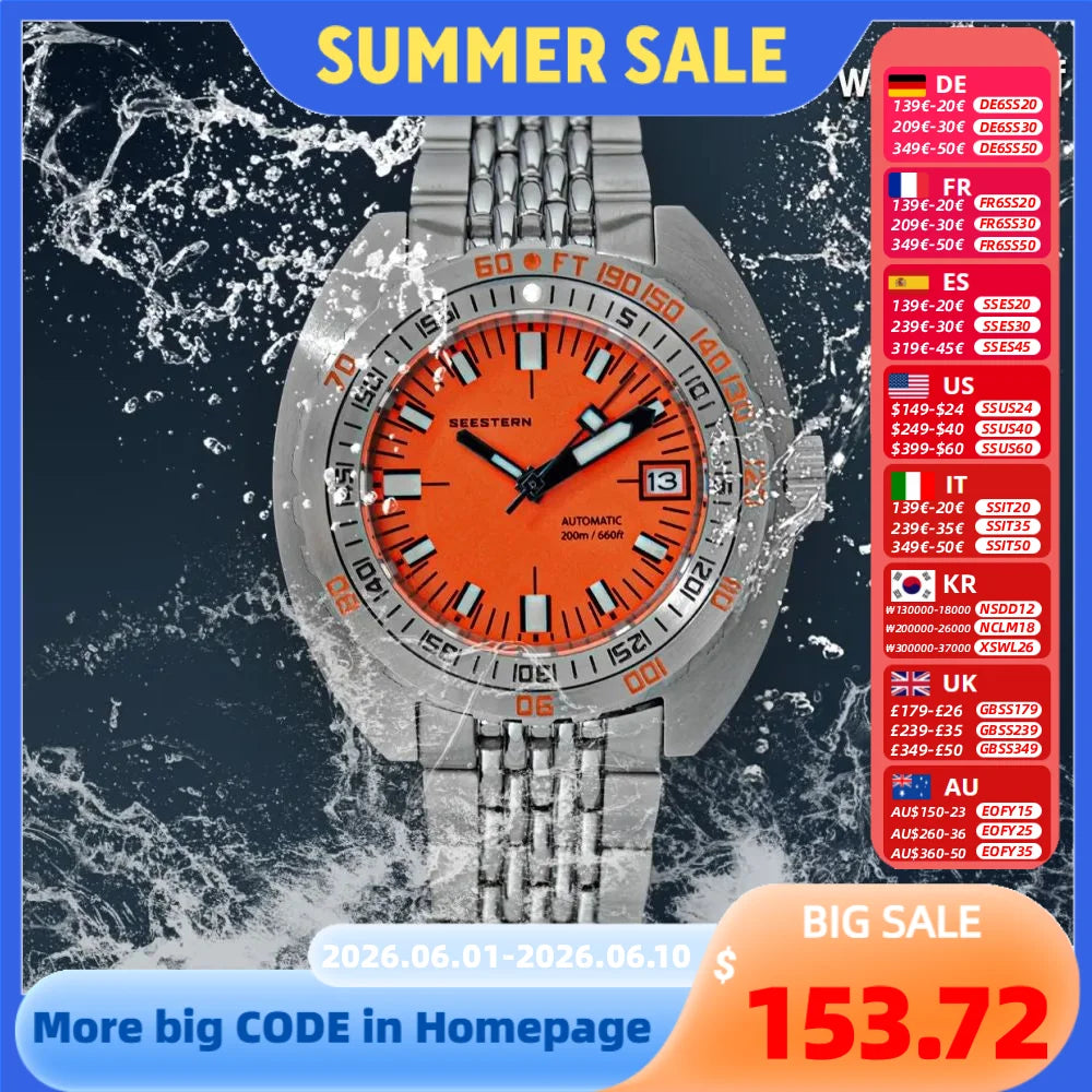 Top Brand Diver Watch Men SUB300T Automatic Mechanical Sapphire Glass Luminous Date 200m Turn Bracelet Seestern Wristwatch Retro