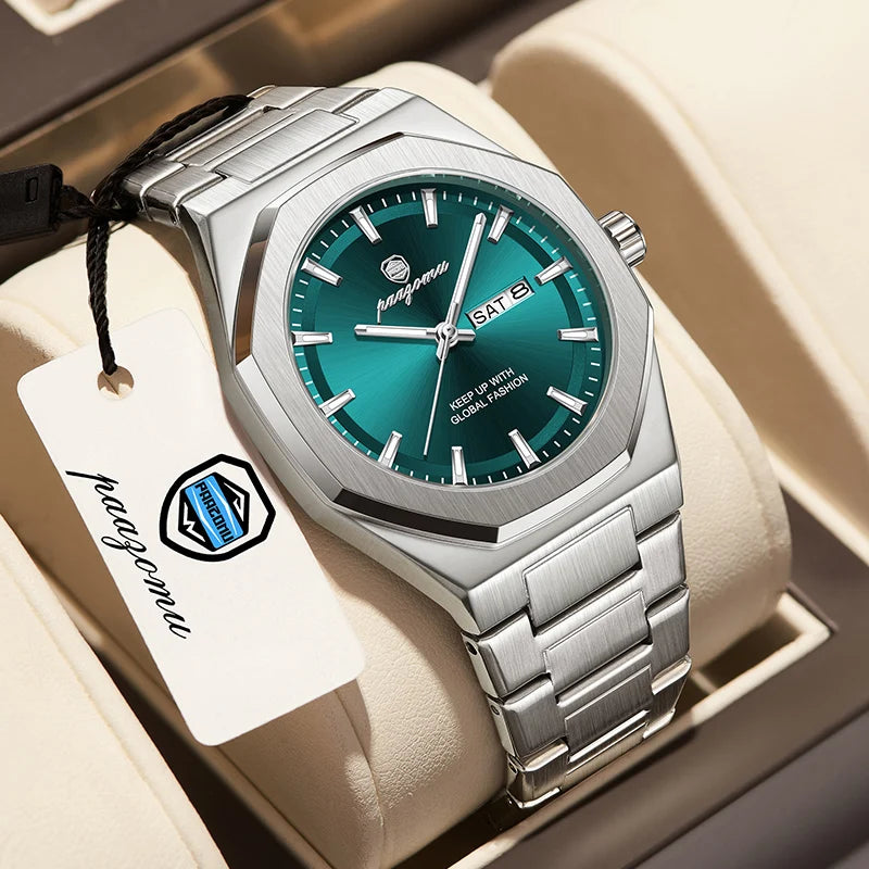 PAAZOMU Luxury Original Watches For Man Sports Quartz Watch Waterproof Luminous Week Date Watches Gift Box 2026