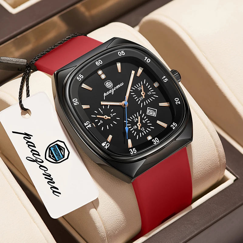 PAAZOMU Automatic Calendar Brand Watches For Men tape Watchband Luminous Ultra Luxury Waterproof Quartz Men's Watches Reloj