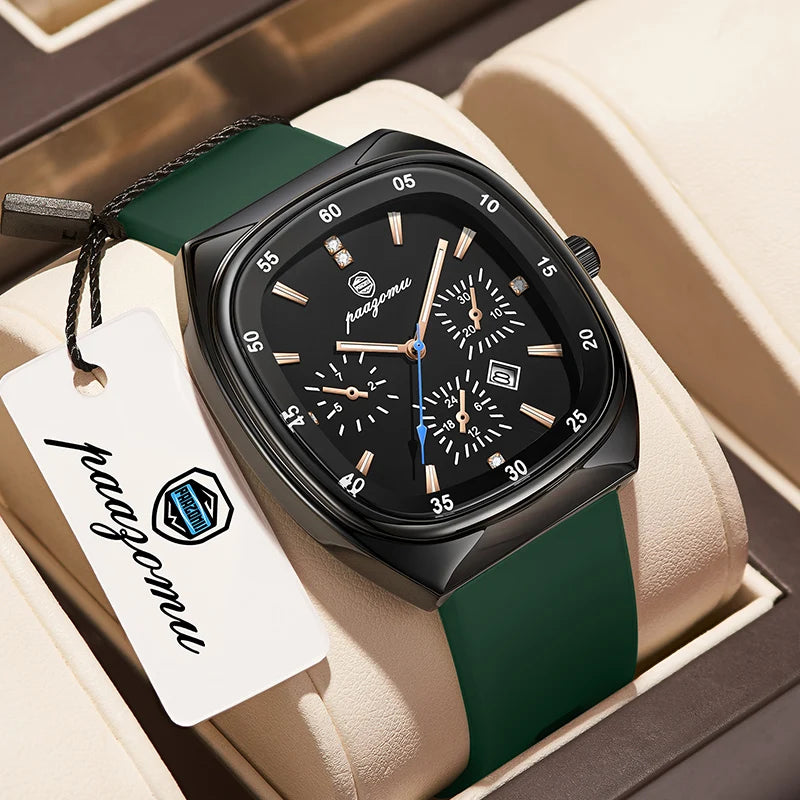 PAAZOMU Automatic Calendar Brand Watches For Men tape Watchband Luminous Ultra Luxury Waterproof Quartz Men's Watches Reloj