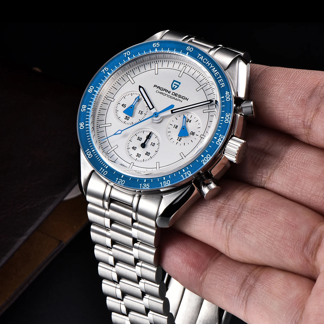 2026 New PAGANI DESIGN Moon Blue Men's Watches Luxury Quartz Watch For Men Chronograph AR Sapphire Waterproof VK63 Men Clock