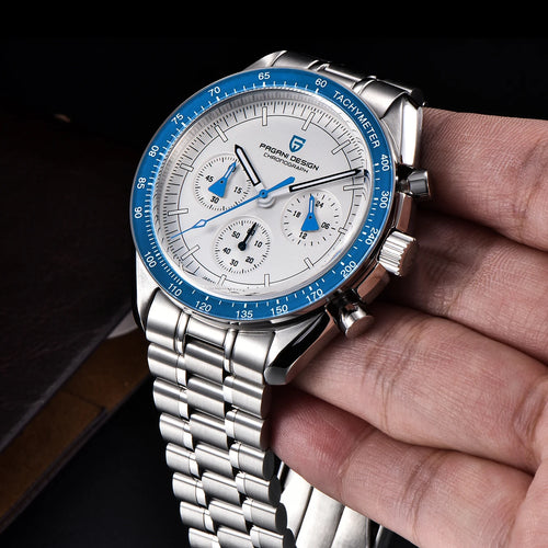2026 New PAGANI DESIGN Moon Blue Men's Watches Luxury Quartz Watch For Men Chronograph AR Sapphire Waterproof VK63 Men Clock